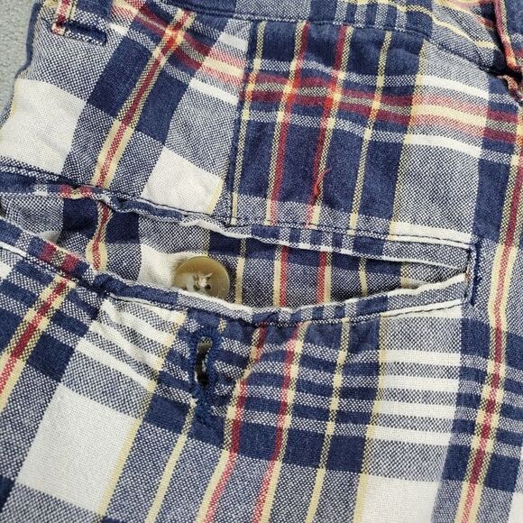 Eddie Bauer Shorts Mens 35 Blue Plaid Chino Flat front Bermuda Outdoor Casual - Picture 7 of 8